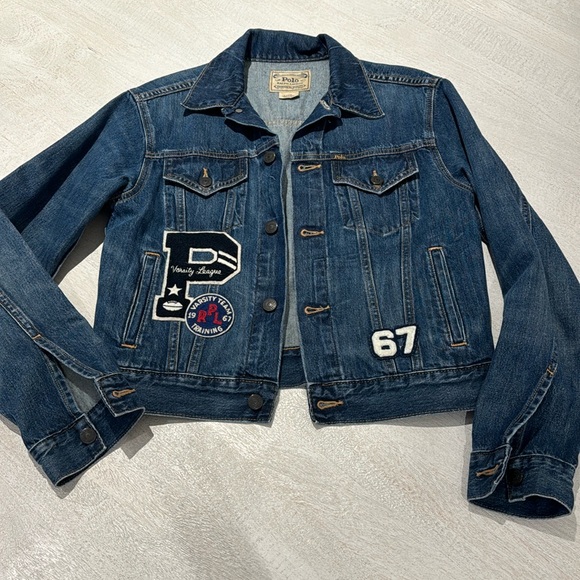 Polo Ralph Lauren Women Varsity Denim Jacket P67 Limited Edition Small - Picture 2 of 10